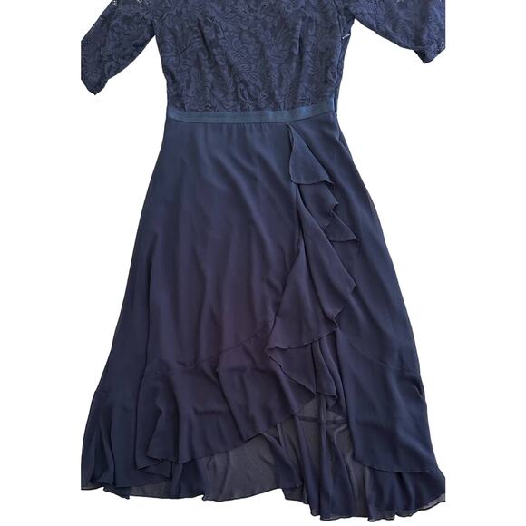 Miusol Womens Dress Size Medium Navy Lace Bodice Ruffled Asymmetrical Skirt - Picture 6 of 11